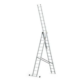 סולם אלומיניום מקצועי רב-שימושי – 3×13 שלבים DRABEST PRO | פרופיל מחוזק 82×25 מ"מ | תוצרת אירופה, תקן EN131