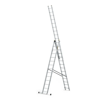 סולם אלומיניום מקצועי רב-שימושי – 3×14 שלבים DRABEST PRO | פרופיל מחוזק 95×25 מ"מ | תוצרת אירופה, תקן EN131