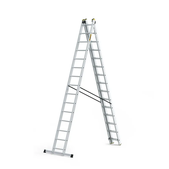 סולם אלומיניום מקצועי רב-שימושי – 3×15 שלבים DRABEST PRO | פרופיל מחוזק 95×25 מ"מ | תוצרת אירופה, תקן EN131