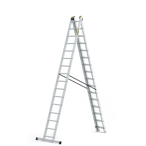 סולם אלומיניום מקצועי רב-שימושי – 3×16 שלבים DRABEST PRO | פרופיל מחוזק 95×25 מ"מ | תוצרת אירופה, תקן EN131