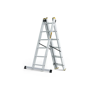 סולם אלומיניום מקצועי רב-שימושי – 3×6 שלבים DRABEST PRO | סולם ג', דו-צדדי ושחיל | תוצרת אירופה, תקן EN131 - 0