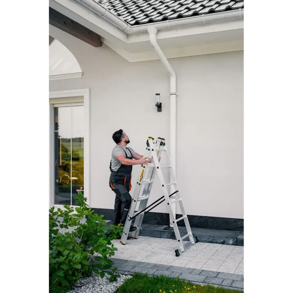 סולם אלומיניום מקצועי רב-שימושי – 3×6 שלבים DRABEST PRO | סולם ג', דו-צדדי ושחיל | תוצרת אירופה, תקן EN131