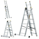 סולם אלומיניום מקצועי רב-שימושי – 3×6 שלבים DRABEST PRO | סולם ג', דו-צדדי ושחיל | תוצרת אירופה, תקן EN131-1