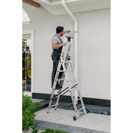 סולם אלומיניום מקצועי רב-שימושי – 3×6 שלבים DRABEST PRO | סולם ג', דו-צדדי ושחיל | תוצרת אירופה, תקן EN131 - 0