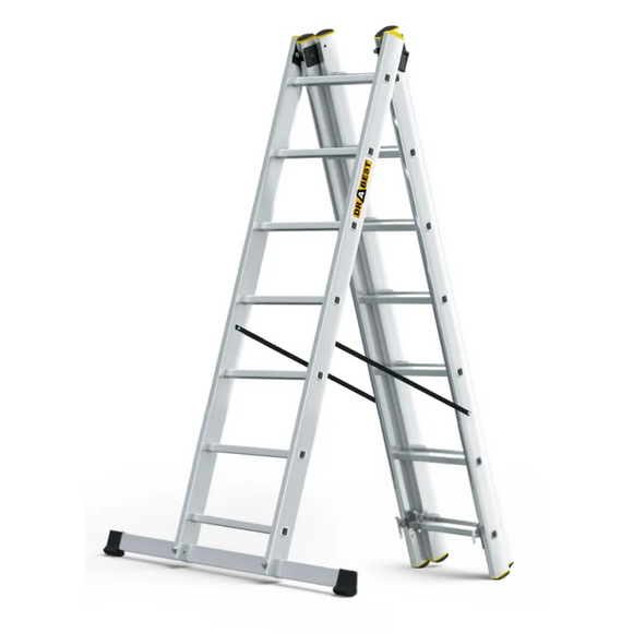 סולם אלומיניום מקצועי רב-שימושי – 3×7 שלבים DRABEST PRO | סולם ג', דו-צדדי ושחיל | תוצרת אירופה, תקן EN131