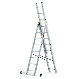 סולם אלומיניום מקצועי רב-שימושי – 3×8 שלבים DRABEST PRO | סולם ג', דו-צדדי ושחיל | תוצרת אירופה, תקן EN131 Drabest