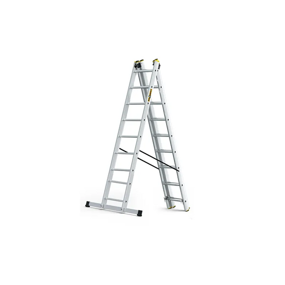 סולם אלומיניום מקצועי רב-שימושי – 3×9 שלבים DRABEST PRO | סולם ג', דו-צדדי ושחיל | תוצרת אירופה, תקן EN131