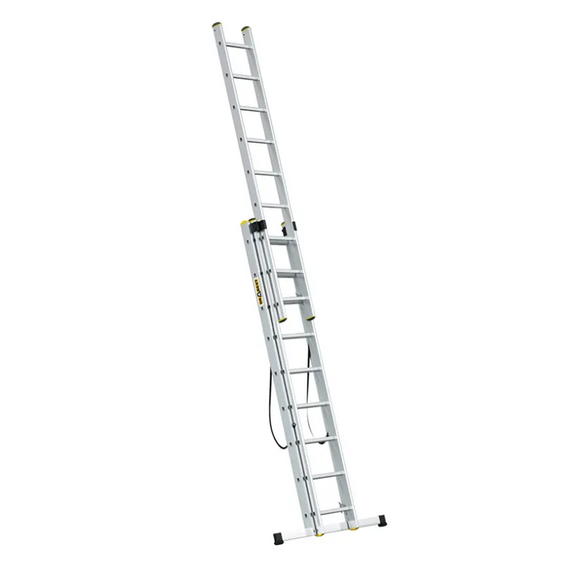 סולם אלומיניום מקצועי רב-שימושי – 3×9 שלבים DRABEST PRO | סולם ג', דו-צדדי ושחיל | תוצרת אירופה, תקן EN131