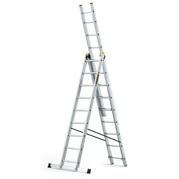 סולם אלומיניום מקצועי רב-שימושי – 3×9 שלבים DRABEST PRO | סולם ג', דו-צדדי ושחיל | תוצרת אירופה, תקן EN131