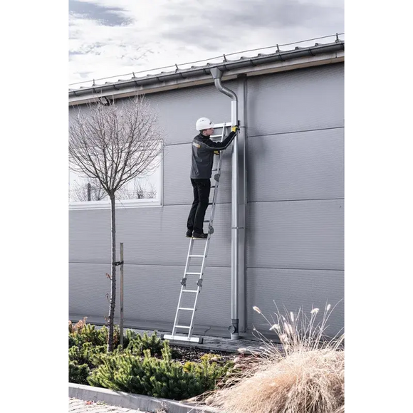 סולם אלומיניום מפרקי רב־שימושי 4×3 שלבים עם פלטפורמה – כושר נשיאה 150 ק״ג Drabest