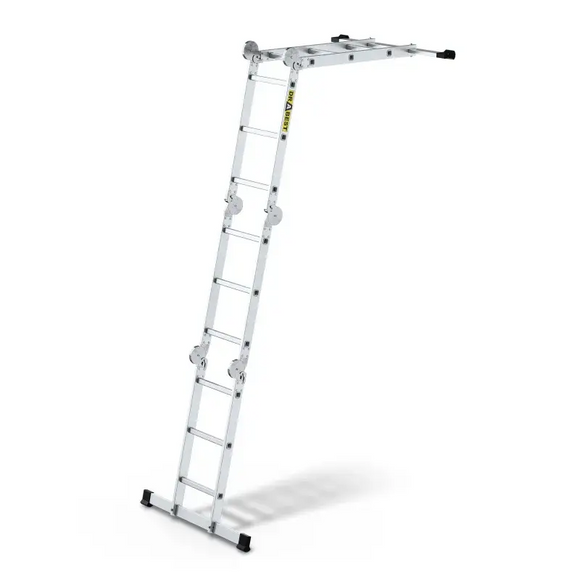 סולם אלומיניום מפרקי רב־שימושי 4×3 שלבים עם פלטפורמה – כושר נשיאה 150 ק״ג Drabest