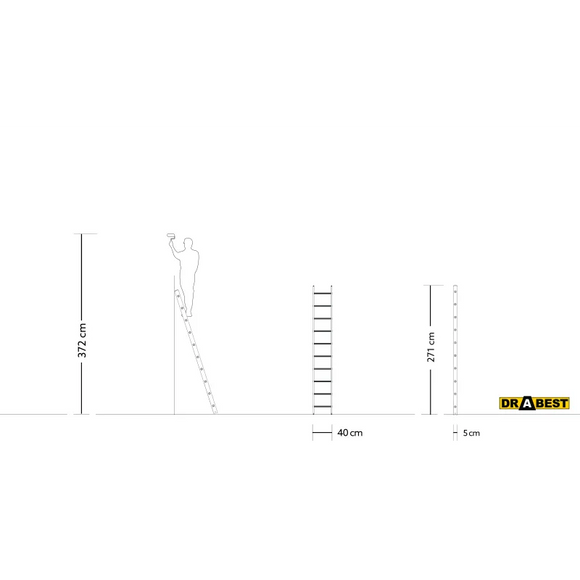 סולם אלומיניום יחיד נשען 10 שלבים DRABEST