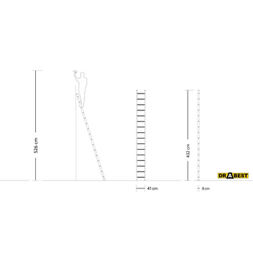 סולם אלומיניום יחיד נשען 16 שלבים DRABEST - 0