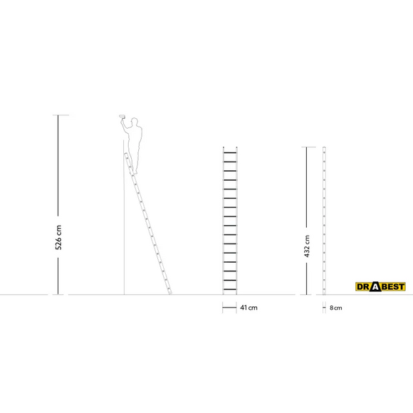 סולם אלומיניום יחיד נשען 16 שלבים DRABEST