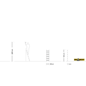 סולם אלומיניום יחיד נשען 6 שלבים DRABEST - 0