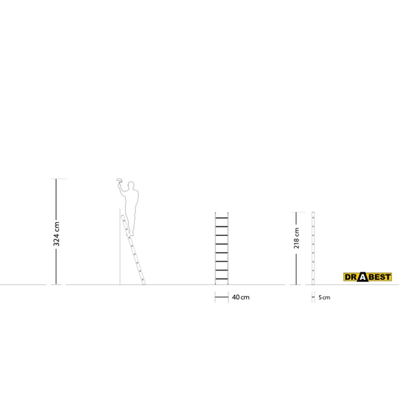 סולם אלומיניום יחיד נשען 8 שלבים DRABEST