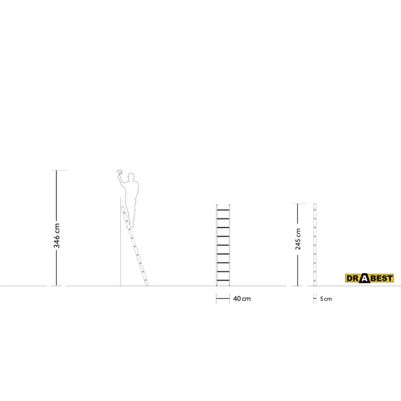 סולם אלומיניום יחיד נשען 9 שלבים DRABEST