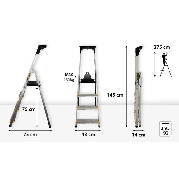 סולם אלומיניום 4 שלבים DRABEST