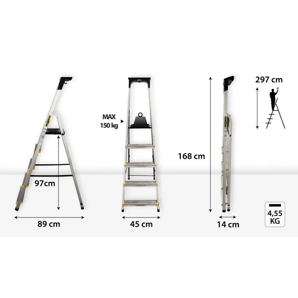 סולם אלומיניום 5 שלבים DRABEST
