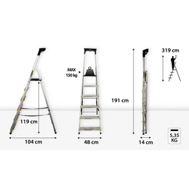 סולם אלומיניום 6 שלבים DRABEST Drabest