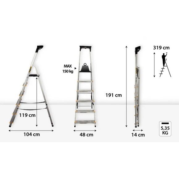 סולם אלומיניום 6 שלבים DRABEST