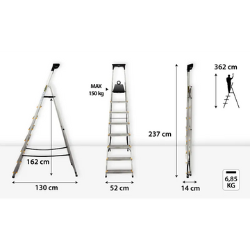 סולם אלומיניום 8 שלבים DRABEST - 0