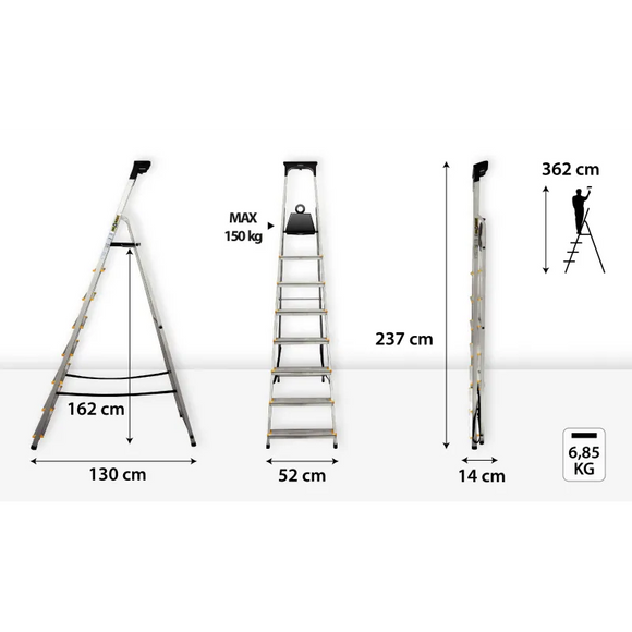 סולם אלומיניום 8 שלבים DRABEST