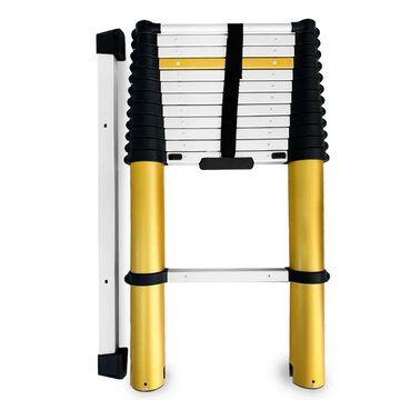 סולם טלסקופי MAX אלומיניום, 13 שלבים 3.8 מ', תומך עד 150 ק"ג, פרימיום עם מנגנון סגירה בטוחה