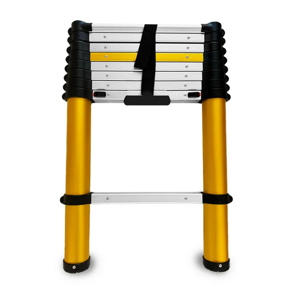 סולם טלסקופי MAX אלומיניום, 9 שלבים 2.6 מ', תומך עד 150 ק"ג, פרימיום עם מנגנון סגירה בטוחה