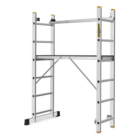 פיגום סולמות רב-שימושי 2×6 שלבים – פיגום, סולם A וסולם נשען במוצר אחד | גובה עבודה עד כ־2.97 מ׳