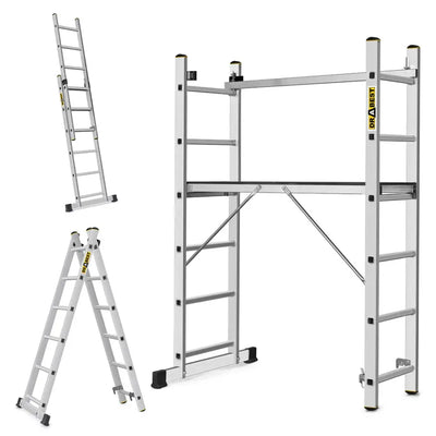 פיגום סולמות רב-שימושי 2×6 שלבים – 3 ב-1 | גובה עבודה עד 2.97 מ׳ Drabest