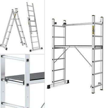 פיגום סולמות רב-שימושי 2×6 שלבים – 3 ב-1 | גובה עבודה עד 2.97 מ׳ Drabest