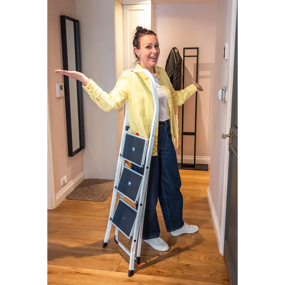 סולם מתכת ביתי 3 שלבים רחבים 150 ק"ג Drabest