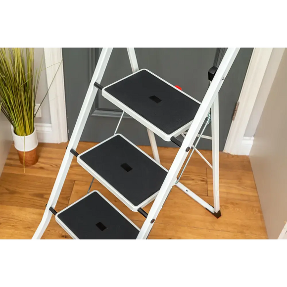 סולם מתכת ביתי 3 שלבים רחבים 150 ק"ג Drabest