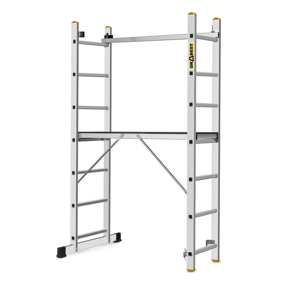 פיגום סולמות רב-שימושי 2×7 שלבים – פיגום, סולם A וסולם נשען במוצר אחד | גובה עבודה עד כ־2.97 מ׳