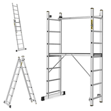 פיגום סולמות רב-שימושי 2×7 שלבים – 3 ב-1 | גובה עבודה עד 2.97 מ׳ Drabest