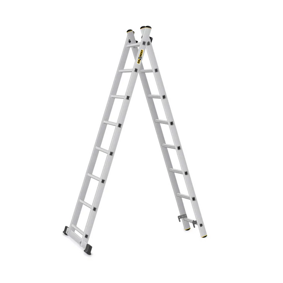 פיגום סולמות רב-שימושי 2×8 שלבים – פיגום, סולם A וסולם נשען במוצר אחד | גובה עבודה עד כ־2.97 מ׳