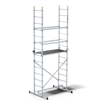 HECTOR Basic – פיגום אלומיניום רב-שימושי 3 ב-1 | גובה מדרך: כ־2.00 מ׳ | גובה עבודה: עד 4.00 מ׳ (כולל אדם)