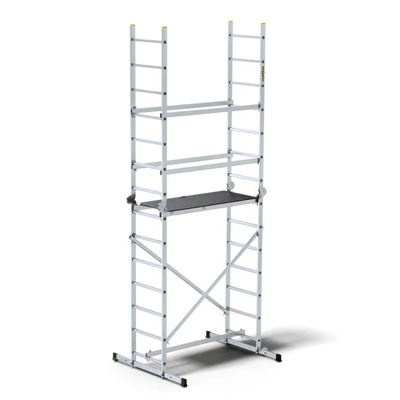 HECTOR Basic – פיגום אלומיניום רב-שימושי 3 ב-1 | גובה מדרך: כ־2.00 מ׳ | גובה עבודה: עד 4.00 מ׳ (כולל אדם)