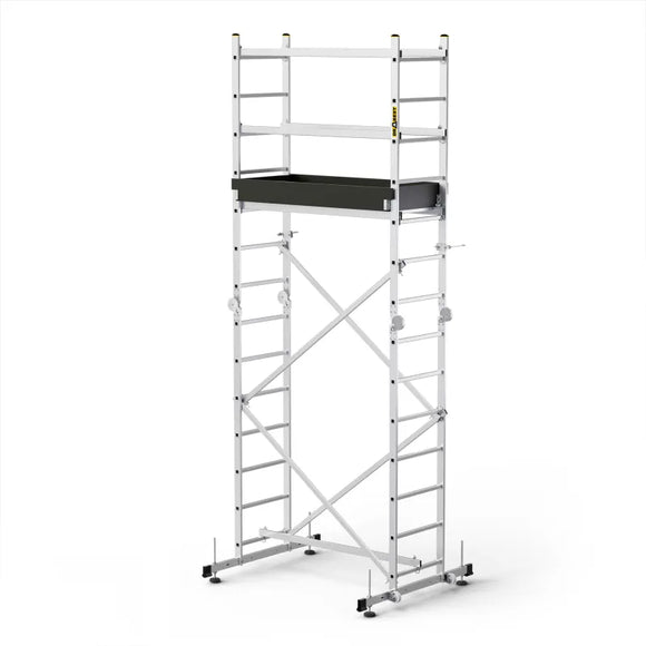 HECTOR Pro – פיגום אלומיניום רב-שימושי 3 ב-1 | גובה מדרך: כ-2.75 מ׳ | גובה עבודה: עד 4.75 מ׳ (כולל אדם)