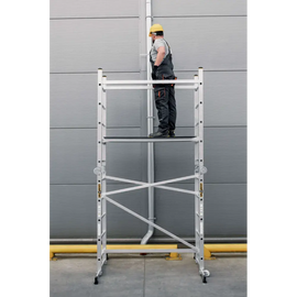 פיגום סולמות חצי מקצועי 3 ב -1 | רב שימושי לעבודה בטוחה בגובה עד 4 מ Drabest