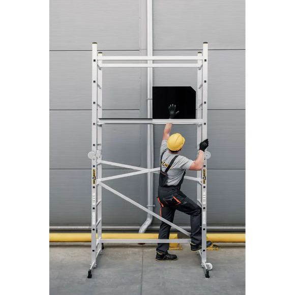פיגום סולמות חצי מקצועי 3 ב -1 | רב שימושי לעבודה בטוחה בגובה עד 4 מ Drabest