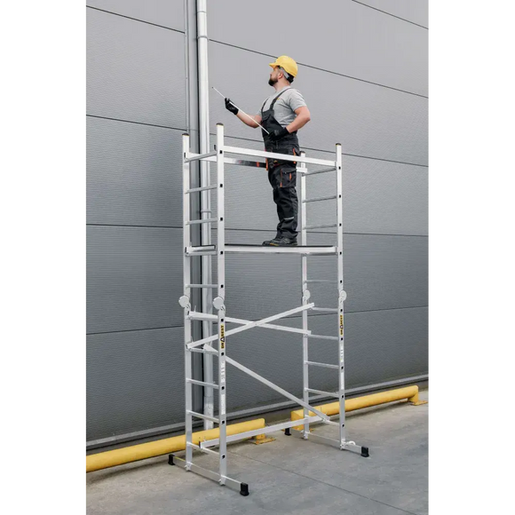פיגום סולמות חצי מקצועי 3 ב -1 | רב שימושי לעבודה בטוחה בגובה עד 4 מ Drabest