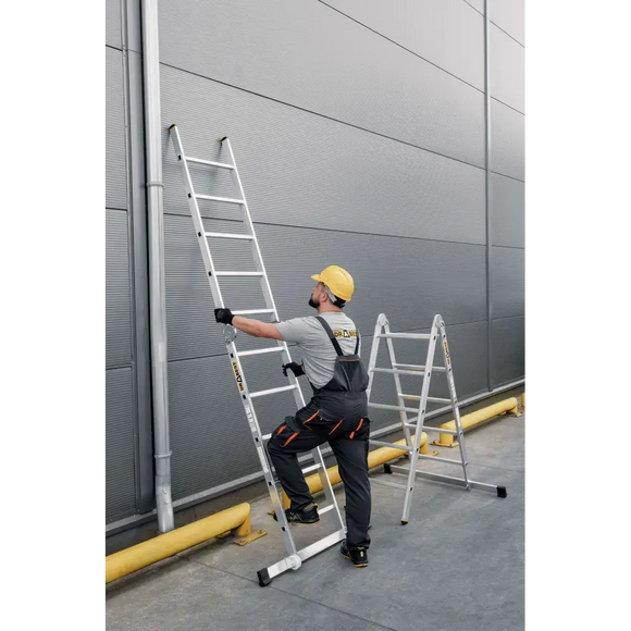 פיגום סולמות חצי מקצועי 3 ב -1 | רב שימושי לעבודה בטוחה בגובה עד 4 מ Drabest