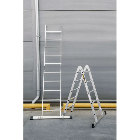 פיגום סולמות חצי מקצועי 3 ב -1 | רב שימושי לעבודה בטוחה בגובה עד 4 מ Drabest