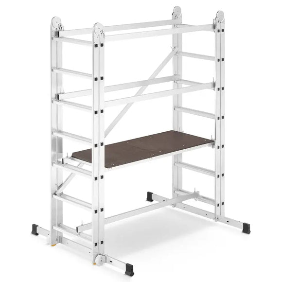 פיגום סולמות חצי מקצועי 3 ב -1 | רב שימושי לעבודה בטוחה בגובה עד 4 מ Drabest