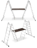 פיגום סולמות חצי מקצועי 3 ב -1 | רב שימושי לעבודה בטוחה בגובה עד 4 מ Drabest