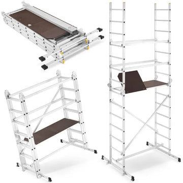 פיגום סולמות חצי מקצועי 3 ב -1 | רב שימושי לעבודה בטוחה בגובה עד 4 מ Drabest